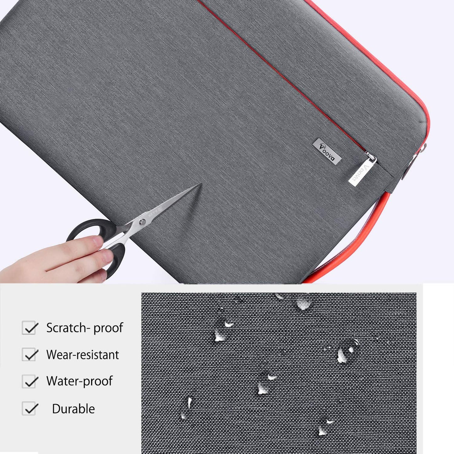 Voova 360°Protective Laptop Sleeve Case 15.6 inch, Waterproof Slim Computer Cover Bag with Handle Compatible with MacBook Pro 16, 15.6”-16” HP Acer Lenovo Asus Dell Laptop, Grey