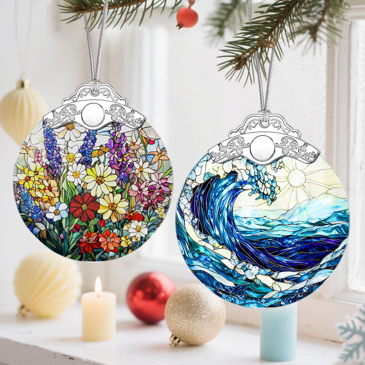 Christmas Ornaments, Christmas Tree Decorations, Keepsake Ornaments, Holiday Decor, Holiday & Xmas Gifts, Gifts for Ocean Lovers & Nature Lovers - Ocean Waves-Theme ﻿
