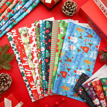 Tudomro 70 Pcs 10 x 10 Inch Christmas Quilting Fabric Squares Santa Gingerbread Man Fabric Bundles Snowman Candy Cane Printed Precut Patchwork Materials for Xmas Winter DIY Crafts Cloths Handmade