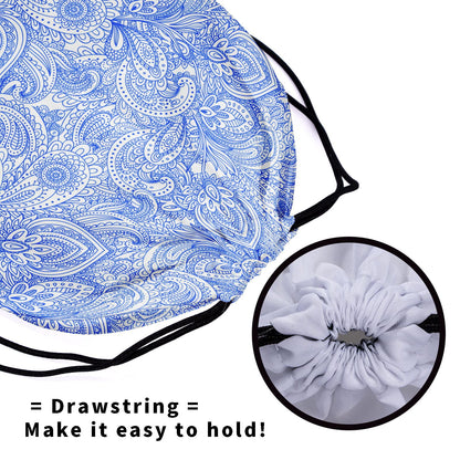 Blue White Floral Grip Bag - Traditional Flower Grip Bags for Gymnasts with Teal Flowers, Adjustable for Personal Equipment