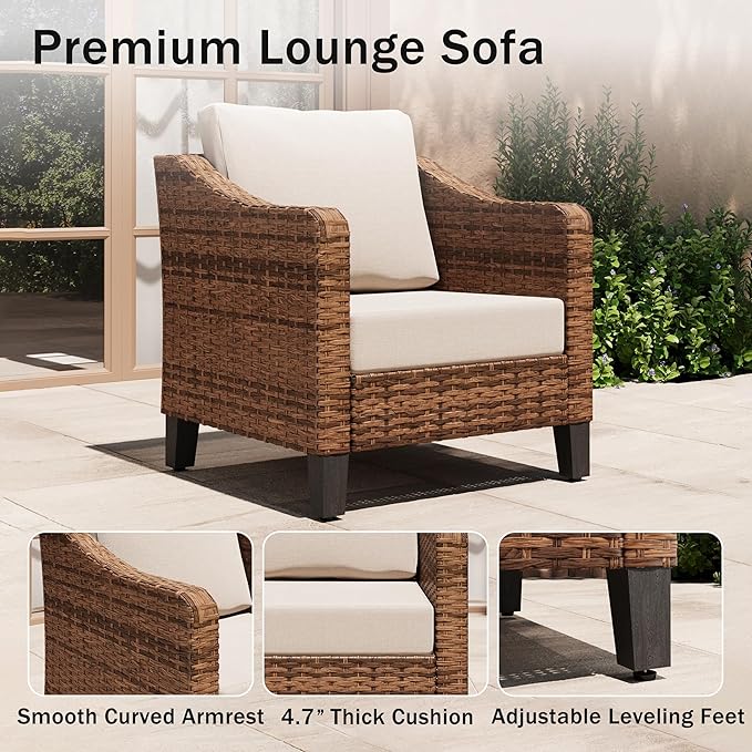 6-Piece Patio Conversation Sets, Outdoor Sectional Sofa