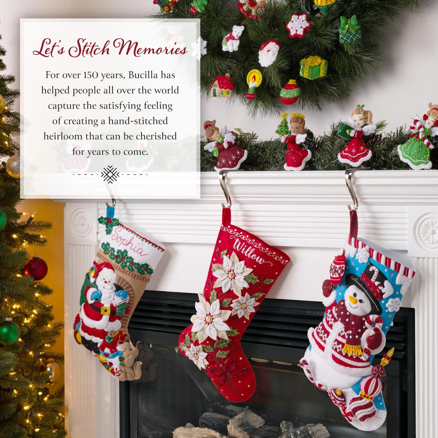 Bucilla, Felt Applique 6 Piece Ornament Making Kit, North Pole This Way, Perfect for DIY Arts and Crafts