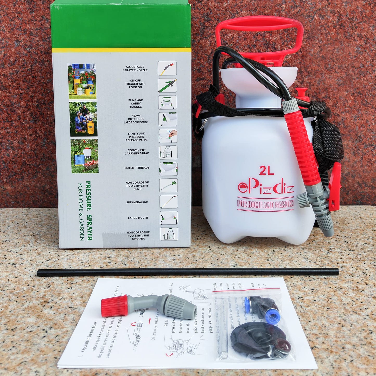 ePizdiz Watering Can Device for Watering Hanging Plant Basket Hard to Reach High Plant Watering Bottle Sprayer for Indoor or Garden 2L(0.5Gal)