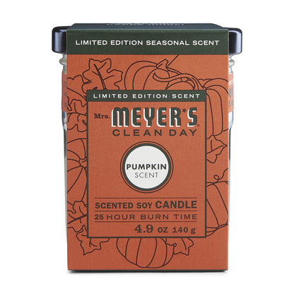 MRS. MEYER'S CLEAN DAY Soy Aromatherapy Candle, 25 Hour Burn Time, Made with Soy Wax and Essential Oils, Pumpkin, 4.9 oz