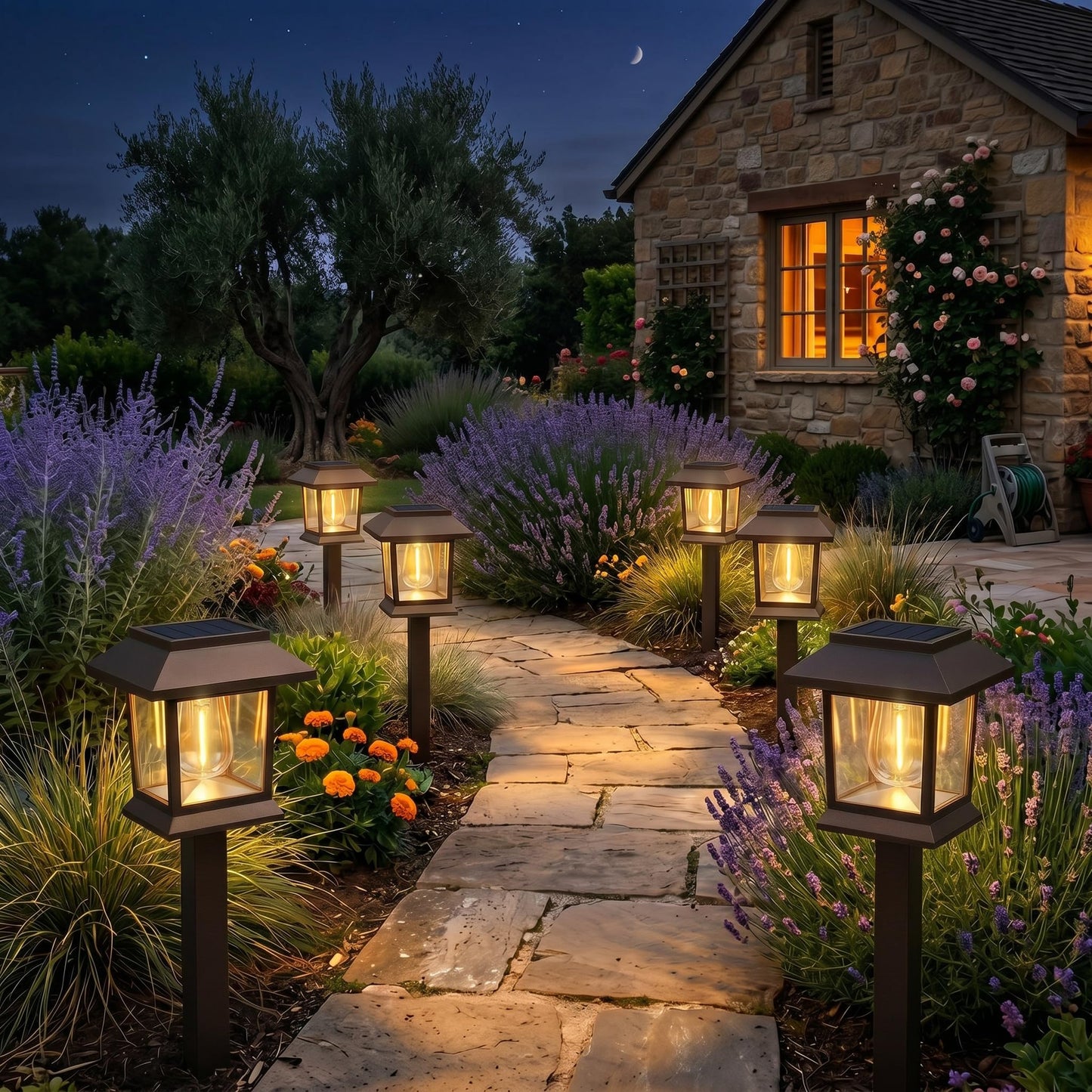 Benany Solar Outdoor Lights, 12 Pack Solar Pathway Lights Waterproof, Landscape Lighting for Path Walkway Lawn Garden Yard Outside Décor, Brown