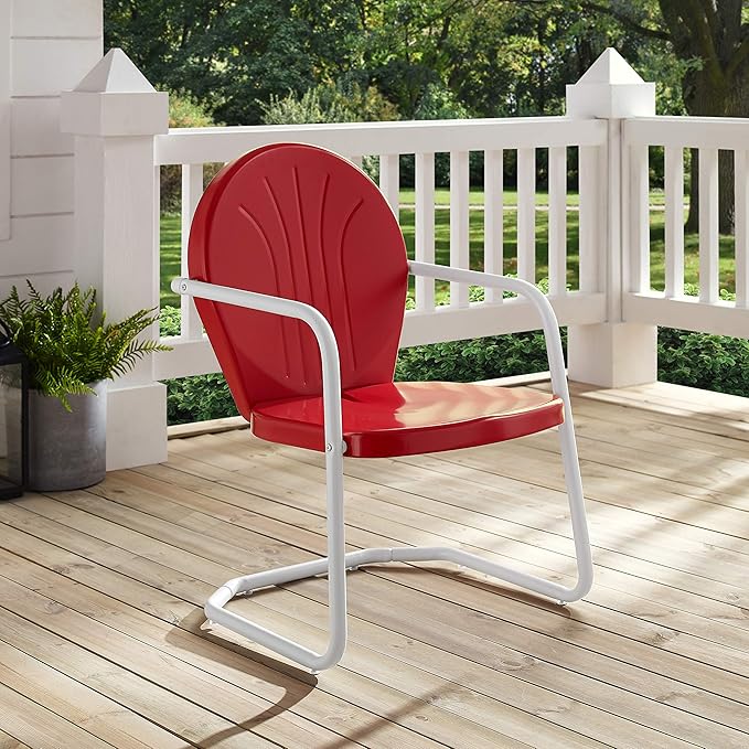 Crosley Furniture Griffith Outdoor Chair, Retro Metal Patio Chairs