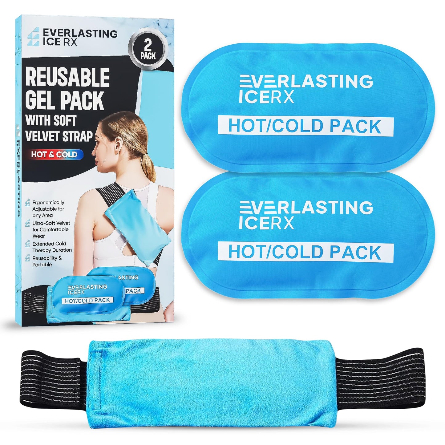 Reusable Hot and Cold Gel Ice Pack Wrap (2 Pack) - Hot and Cold Therapy Solution for Injuries - Adjustable & Flexible for Knees, Back, Shoulders, Arms, and Legs - Ice Packs for Injuries Reusable