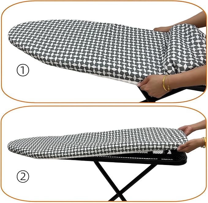 Ironing Board Cover and Pad, Sewn-in Thick Feltpads, Elastic Edge, Fits