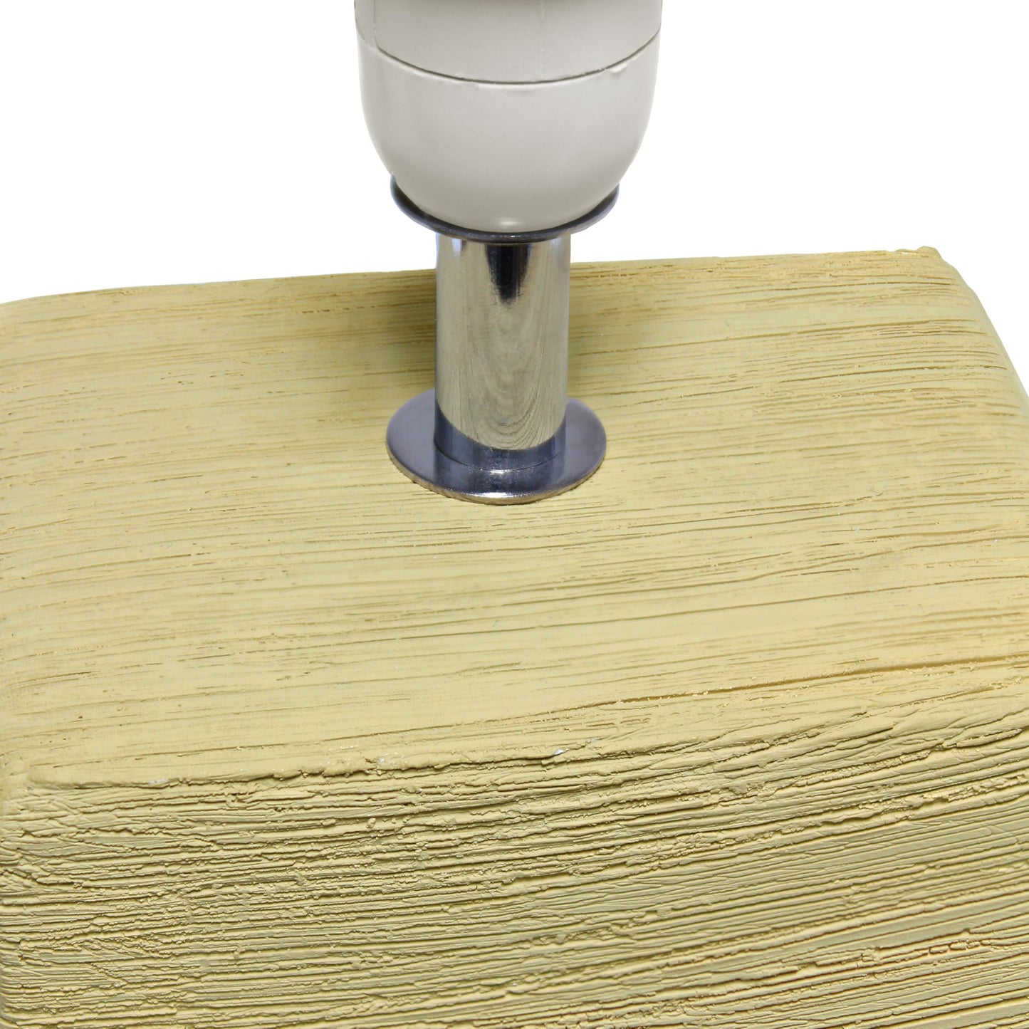 Simple Designs LT1218-BGE 11.81" Mini Cube Faux Stone Ceramic Table Lamp, for Living Room, Bedroom, Office, Beige with White Shade