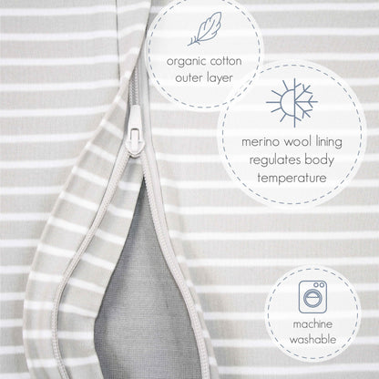 Woolino 4 Season Baby Sleep Bag or Sack with feet, Australian Merino Wool and Organic Cotton, Toddler Sleeping Bag, 18-36m, Space (Glow In The Dark)