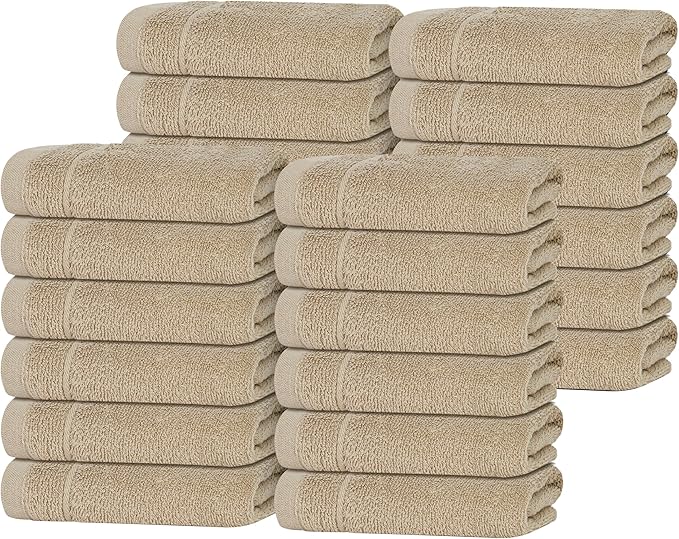 Tens Towels Pack of 24 Washcloths, 12 x 12 Inches, Lighter Weight, Quick to Dry