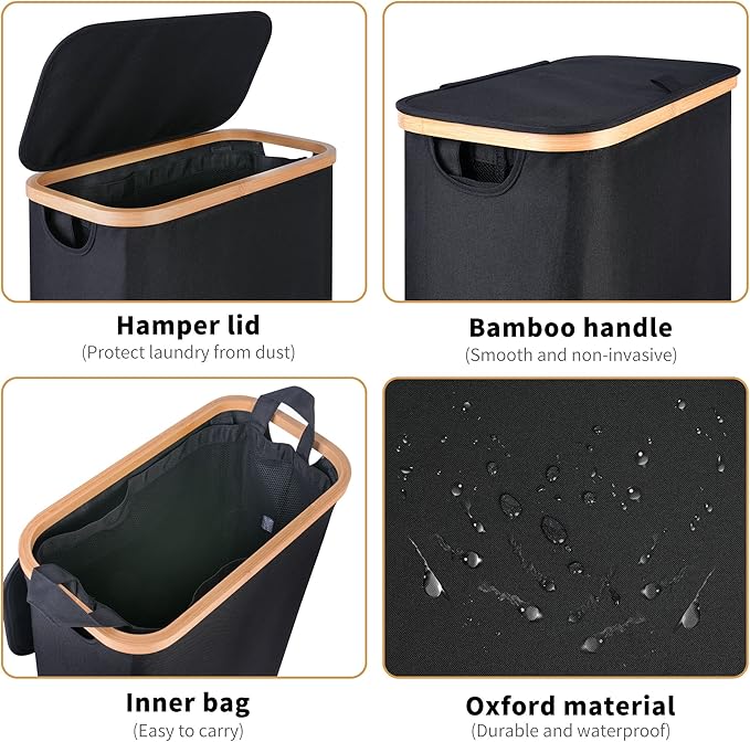 60L Slim Laundry Hamper, Narrow Laundry Basket