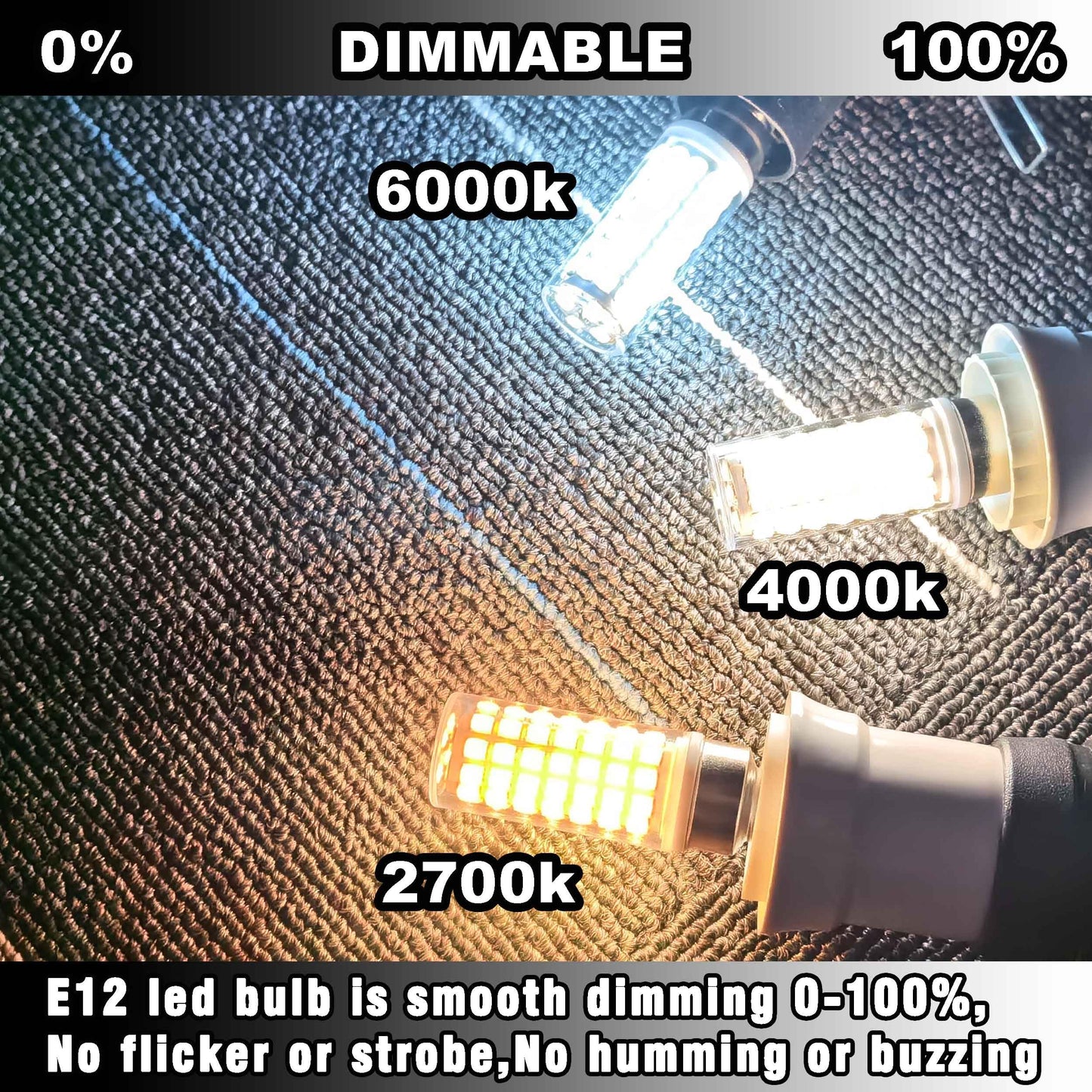 Hylroe E12 Dimmable 6 Watt LED Light Bulb AC120V 600lm Warm White 2700K 60 Watt Halogen Equivalent T6 C7 Candelabra E12 Small Base for Ceiling Fan Chandelier Pendant Wall Sconces Salt Lamp, 4 Pack