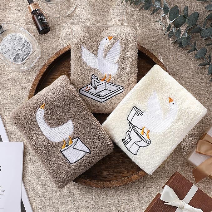 3 Pcs Silly Goose Hand Towels Decorative Silly Goose Bathroom Decor Geese Gifts
