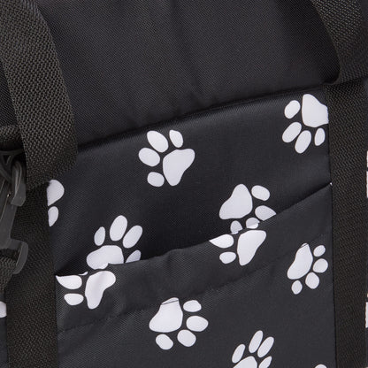 Hobbydog Transport Bag for Dogs and Cats, Size 3, Black with Paws Print