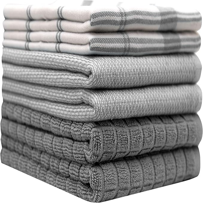Premium Kitchen Towels | Large Cotton Dish Towels | Flat & Terry Highly