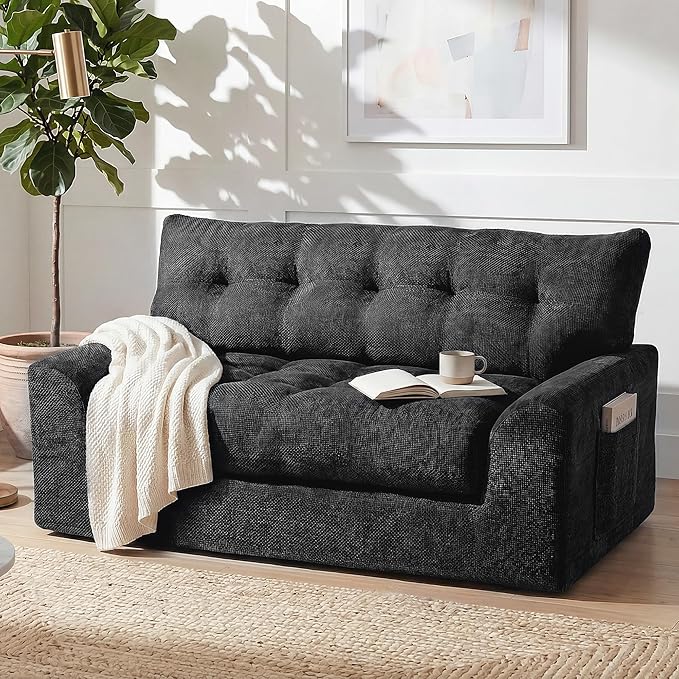 MONVANE 55.5" Convertible Loveseat Sofa, 2-in-1 Boneless Sleeper Sofa Bed Futon
