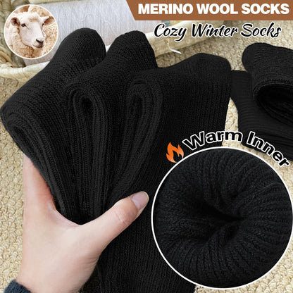 SAVALOS Women Black Merino Wool Slouchy Boot Socks Warm Winter Thermal Slouch Scrunch Cozy Knit Comfy Hiking Work Gifts Socks 5 Pairs Stocking Stuffers(Black,Medium)