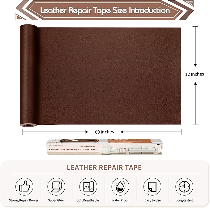 KING MOUNTAIN Leather Repair Patch, 12 x 60 Inches Self-Adhesive Repair Tape