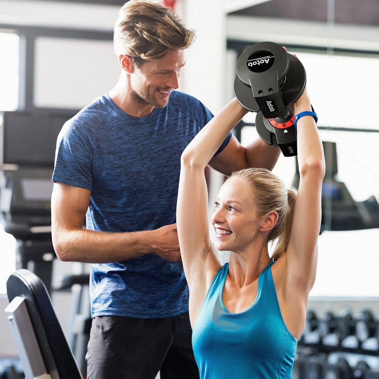 AOTOB 25/55 LBS Adjustable Dumbbell Set, Anti-Slip Fast Adjusting with Turning Handle, Adjustment for Men and Women, Weights Pair for Compact Home Gym Exercise Strength