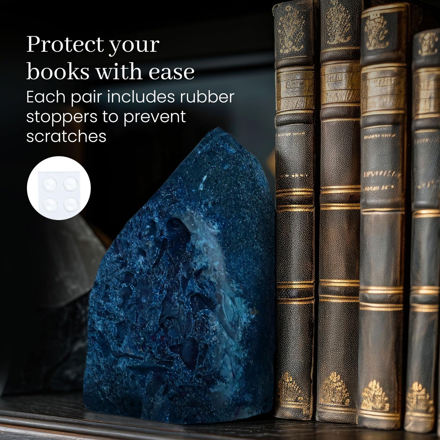 Bookends, Agate Bookends, Handcrafted Brazilian Stone Bookends for Unique and Crystal Energetic Decoration, Perfect for Gifts, One Pair of Teal Bookends Size 3-4 lbs