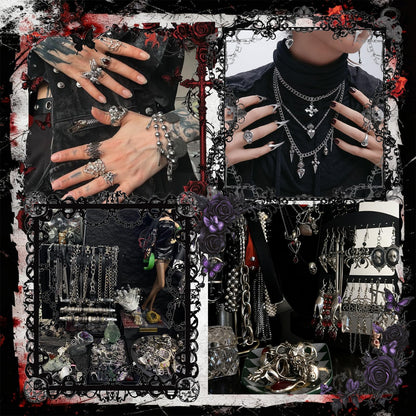SMUOBT Gothic Mystery Box for Women - 40-45 Piece Goth Lolita Jewelry Set Earrings Necklace Bracelet, Punk Witchy Accessories Gift Collection, Surprise Blind Box