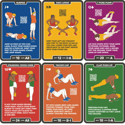 Stack 52 Bodyweight Exercise Cards: Workout Playing Card Game. Designed by a Military Fitness Expert. Video Instructions Included. No Equipment Needed. Burn Fat Build Muscle. (Bodyweight Mega Pack)