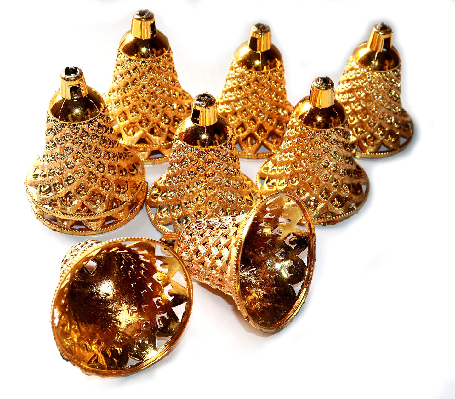 NANNUDECO Garland Decorative Plastic Bells for Home Decor Kids Craft Ornaments 2.5 inch Size (20, Jaali Bells)
