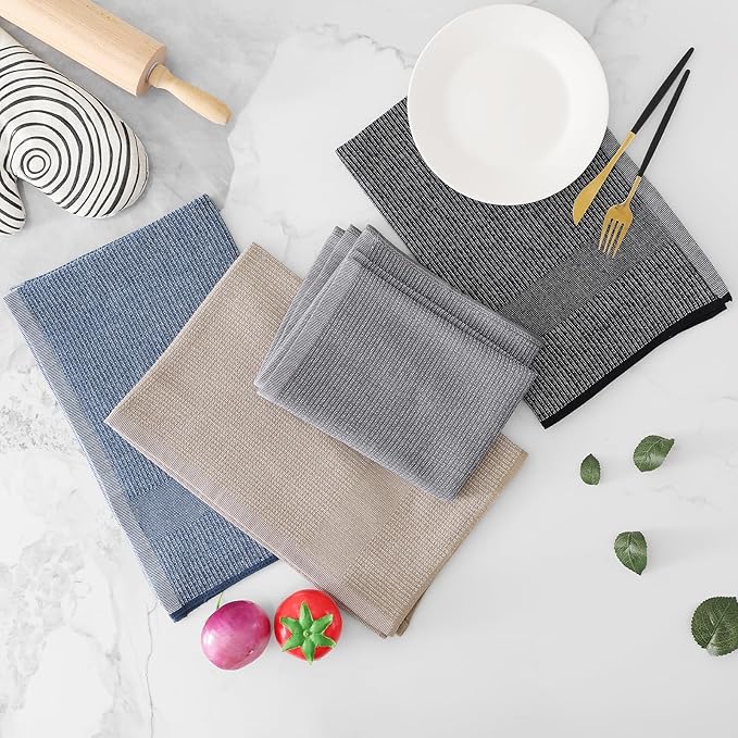 Homaxy Premium Kitchen Towels, Large Cotton Kitchen Hand Towels, Flat and Terry