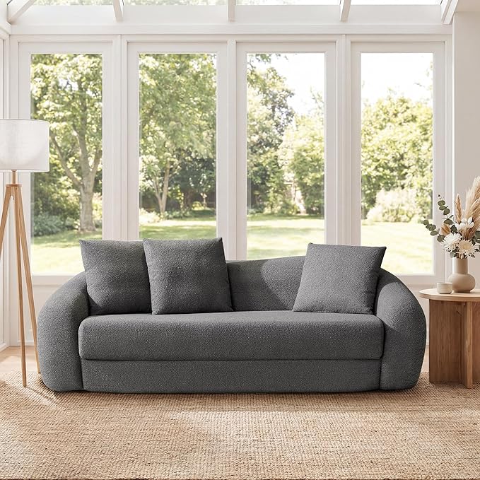 SICOTAS 90.6" Curved Convertible Sofa Couch Bed
