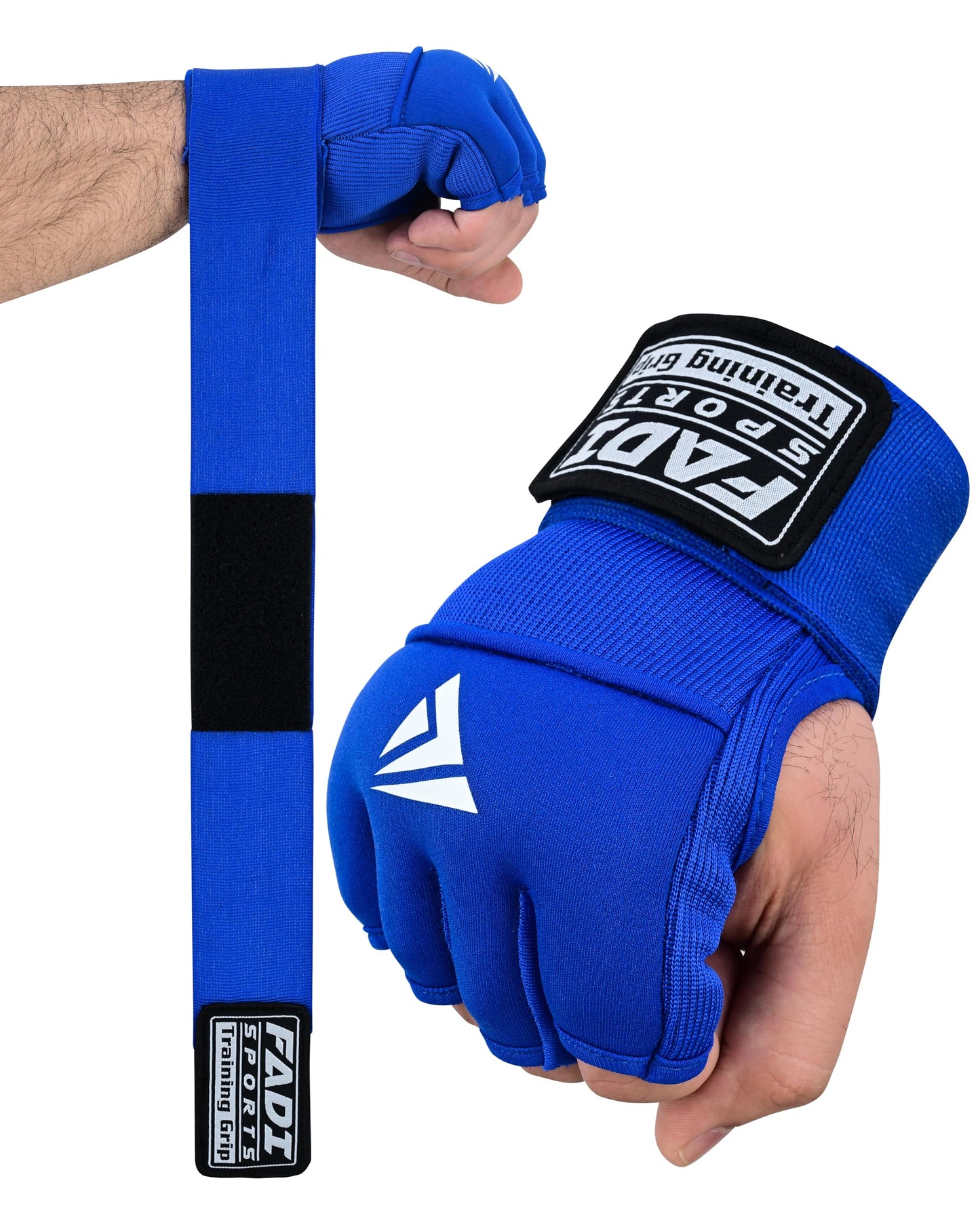 FADI Sports Unisex Gel Boxing Hand Wraps Inner Gloves – Quick Wraps with Wrist Support for MMA, Muay Thai, Kickboxing & Martial Arts Training (Blue, Large)
