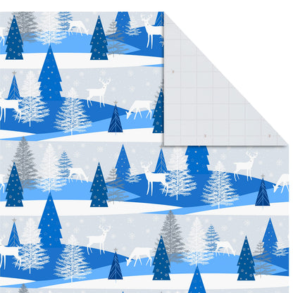 Hallmark Christmas Flat Wrapping Paper Sheets with Gift Tag Seals - Snowflakes, Deer, Tartan Plaid Gift Wrap Paper (12 Sheets, 16 Gift Tag Stickers) for Holiday Parties, Hanukkah, Winter Weddings