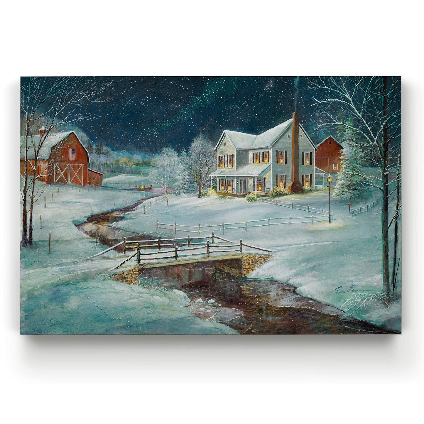 Renditions Gallery Canvas Wall Art Decorations Paintings & Prints Barn Winter Serenity Abstract Art Wall Hanging Prints for Bedroom Dining Living Room Office Home Kitchen Wall Decor - 32"X48" LT18