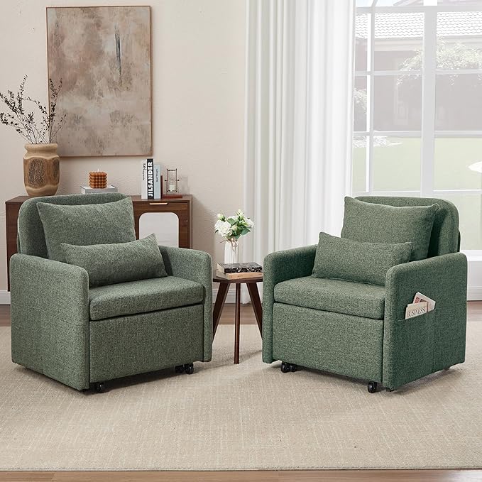 Iroomy 5-Level Adjustable Convertible Sleeper Chair Set of 2, 3-in-1 87'' Long