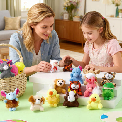 JOYIN 24 Pack Mini Animal Plush Toy Assortment (24 Units 3" Each), Animals Keychain Decoration for Kids, Small Stuffed Animal Bulk for Kids, Carnival Prizes, School Gifts, Christmas Goodie Bags