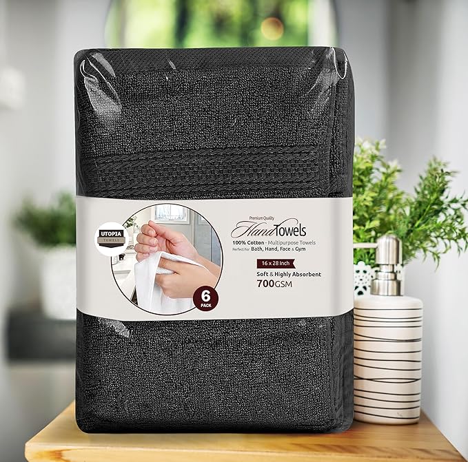 Utopia Towels 6 Pack Premium Hand Towels Set, 16 by 28 inches, 100% Ring Spun
