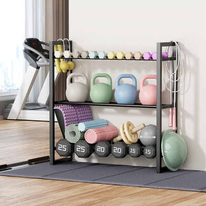 Pickpiff Adjustable 3-Tier Dumbbell Rack –Sturdy Heavy-Duty Metal Weight Storage Stand for Dumbbells and More – Space-Efficient Home Gym Organizer – 600 lb Capacity (Dumbbells Not Included)