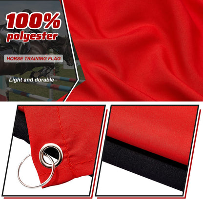 Sunnyray 48" Horse Training Flag Horse Training Equipment with 4 Feet Replacement Flags and Telescopic Handheld Flagpoles, Red, Black