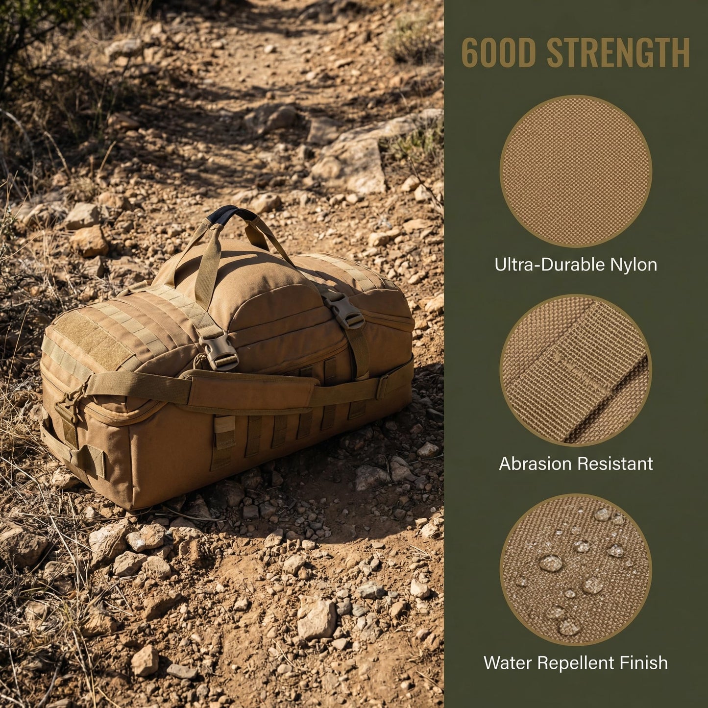 Gym Bag, 3-in-1 Duffel Backpack, Travel & Sports Bag for Outdoor, Tactical, Camping & Hunting – Weekend & Overnight Gear