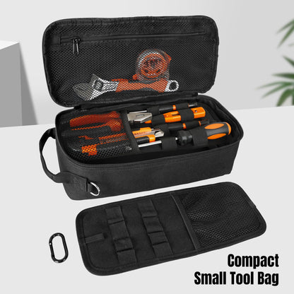 AASTT 13 Inch Portable Small Tool Bag, Heavy Duty Tool Organizer Bag with Shoulder Strap and D-ring Clip, Tactical Tool Bag, Tool Pouch Bag for Electricians, Carpenters, HVAC Technicians (Black)