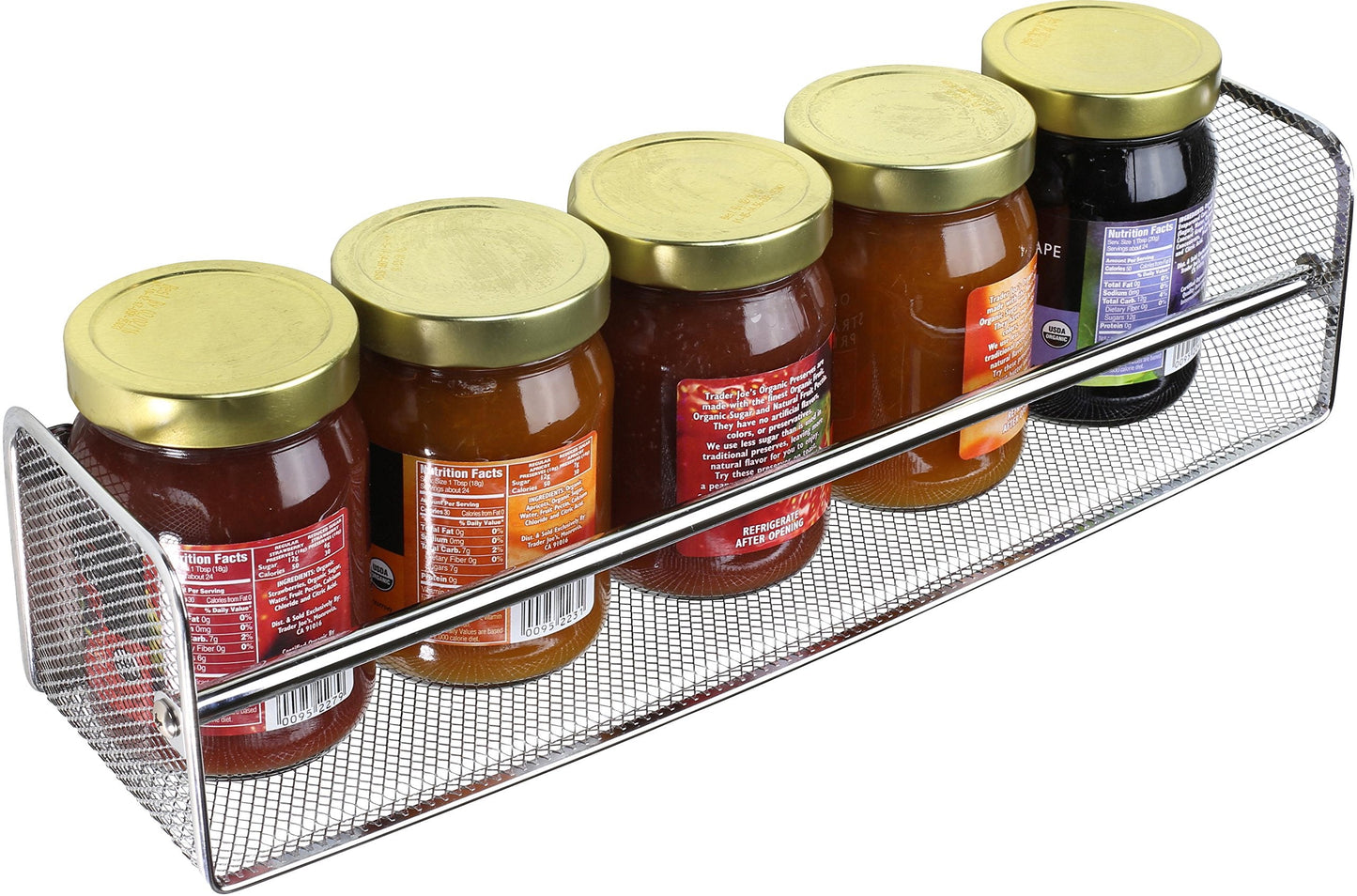 Deco Brothers 2 Pack Wall Mount Single Tier Mesh Spice Rack, Chrome