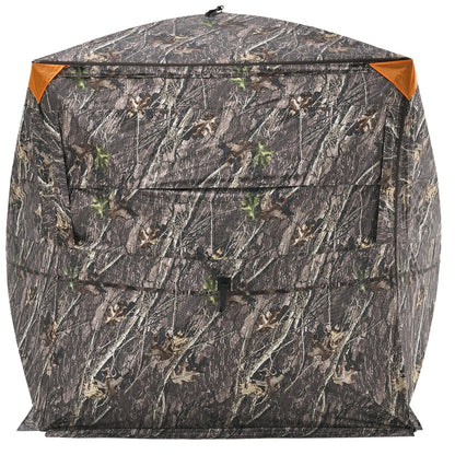VEVOR Hunting Blind，See Through Ground Blinds with Carrying Bag, 360 Degree Portable Camouflage Tent，Durable Concealed Shelter with Silent Side Door and Window, for Turkey and Deer (4-5 Person)