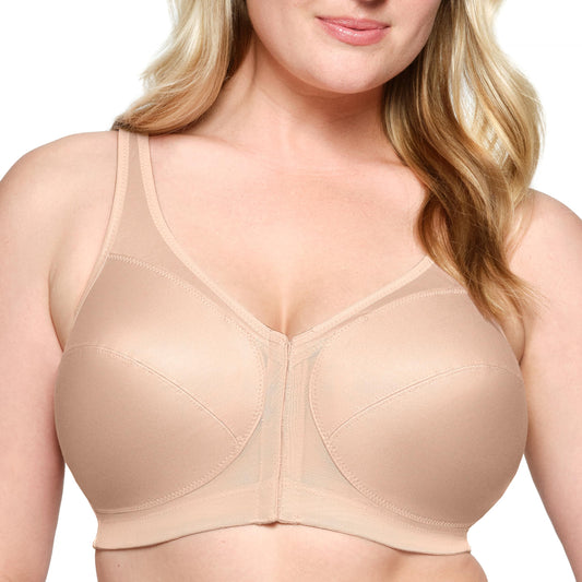 Glamorise Full Figure Plus Size MagicLift Front-Closure Posture Back Bra Wirefree #1265 Café 46DD