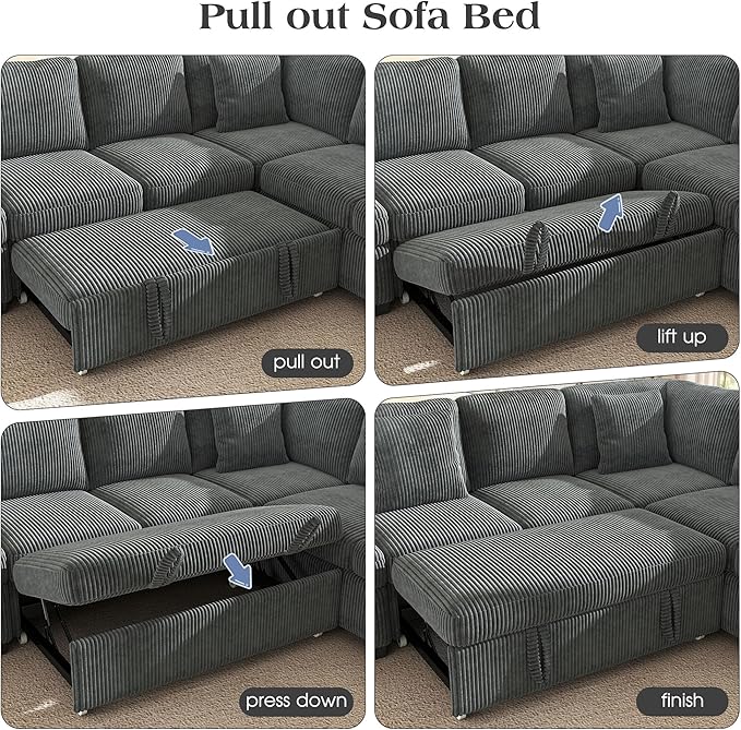 Ihanherry 83-inch 5-Seater Large Sectional Sofa Bed