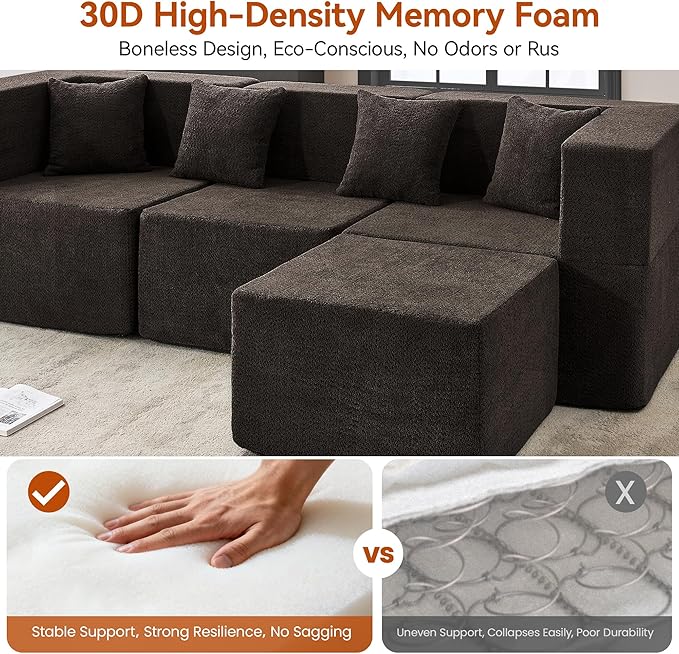 MONVANE Modular Sectional Sofa, Oversized 8 Seat Convertible U Shaped Couch