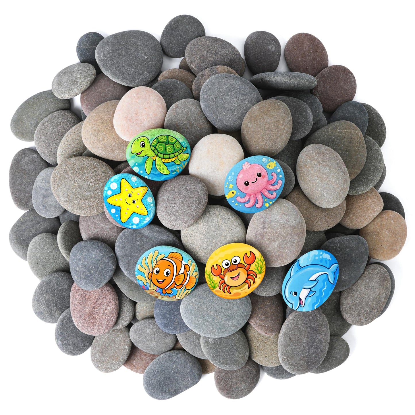 Rokraft 48 PCS Large 2.15-3.35" Smooth Natural River Rocks for Painting, Flat Painting Rocks & Craft Stones for Kindness Rocks, School Art Projects & DIY Crafts