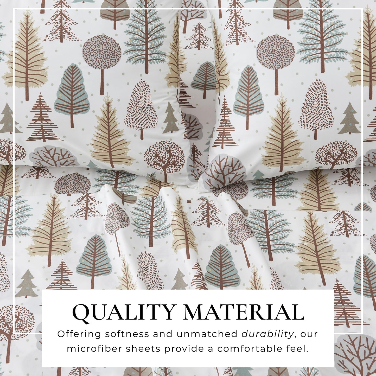 Great Bay Home King Size Microfiber Sheet Set - 4-Piece Lodge Bed Sheets - Ultra-Soft and Smooth Brushed Microfiber Woodland Decor Bedding (Forest Trail)