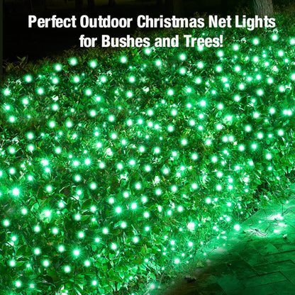 Sylampow Led Green Christmas Net Lights Outdoor Christmas Bushes Lights 120Led 6ftx5ft, Connectable Outdoor Indoor Mesh Net Lighting for Xmas Holiday, Garden, Lawn, Shrubs, Trees, Bushes Decorations