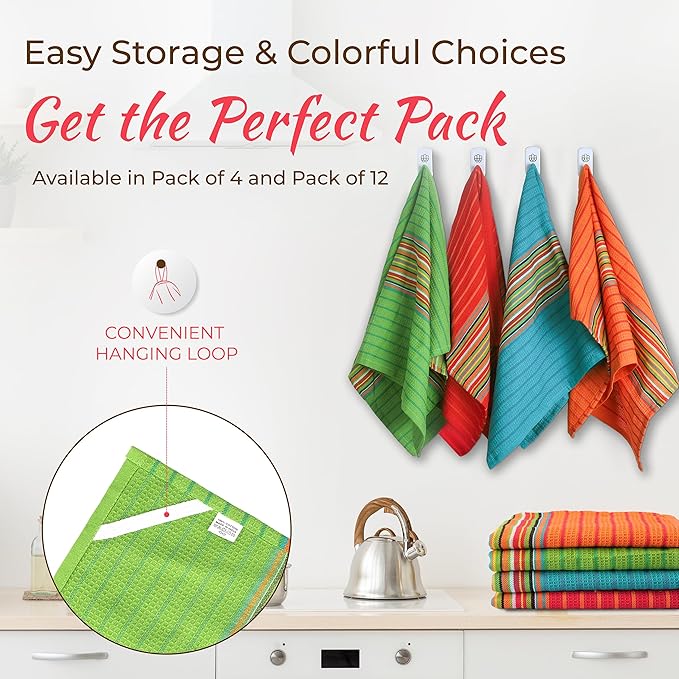 THREAD SPREAD Kitchen Dish Towels, 100% Cotton Salsa Towels, Highly Absorbent