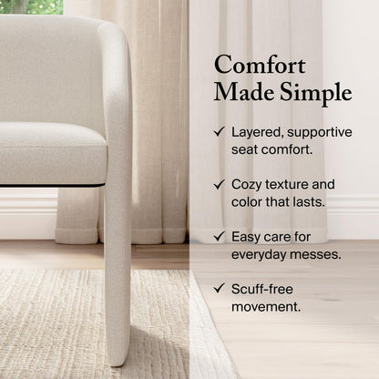 Bush Home Vera 54W Writing Desk with Upholstered Barrel Office Chair, Home Office Furniture, Vera Collection, Natural White Oak and Light Cream Fabric